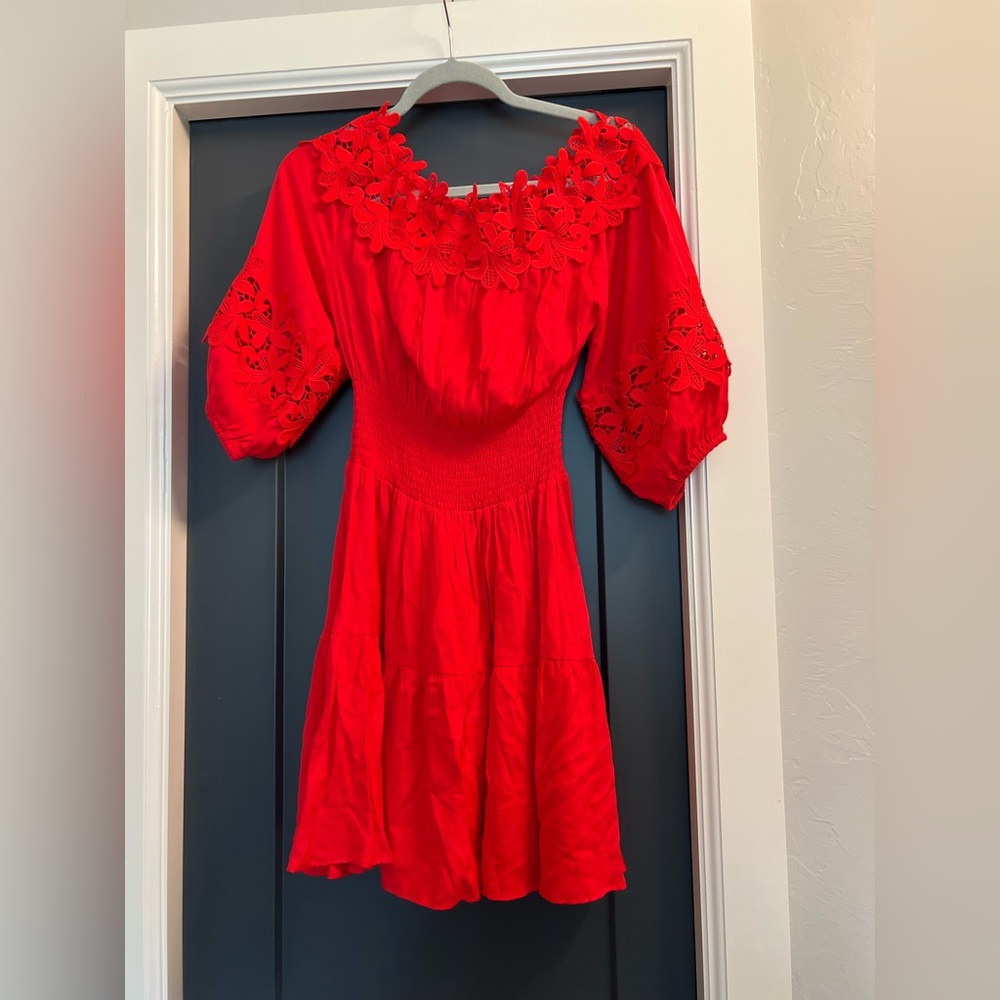 Gianni Bini Red Floral Lace Dress